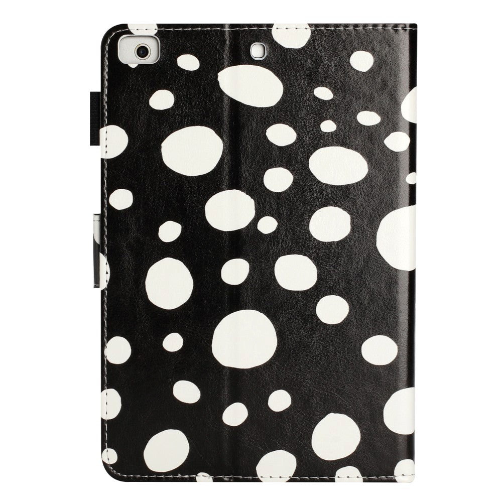 iPad Pro 9.7 (2016) / iPad Air / iPad Air 2 / iPad 9.7 (2017/2018) Leather Flip Case w. Colored Dots - Black / White