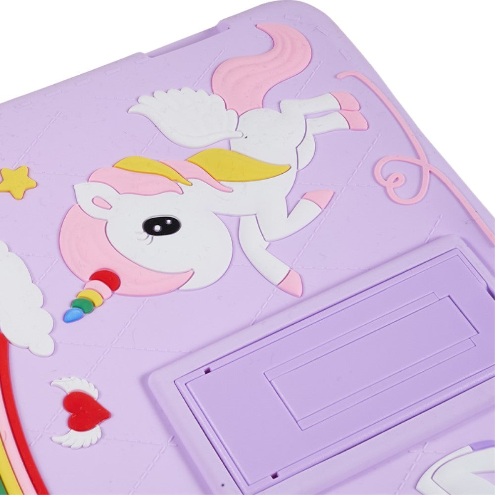 iPad 10.9" (2022) Silicone Case w. Stand, Print & Strap - Unicorn