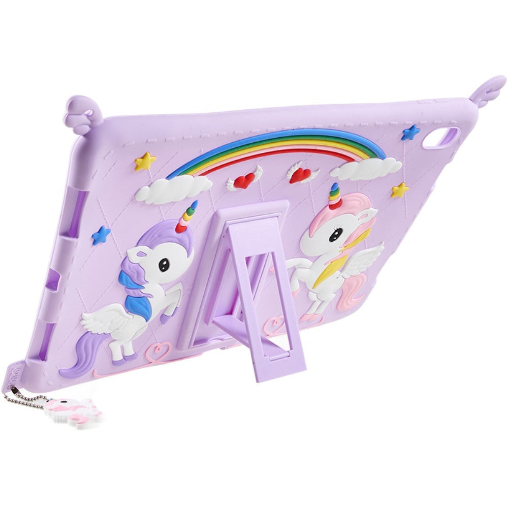 iPad 10.9" (2022) Silicone Case w. Stand, Print & Strap - Unicorn