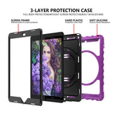 iPad 10.2" (2021 / 2020 / 2019) Drop Proof Case w. Hand Holder, Kickstand & Apple Pencil Holder - Purple