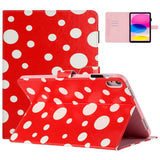 iPad 10.9" (2022) Leather Flip Case w. Colored Dots - Red / White