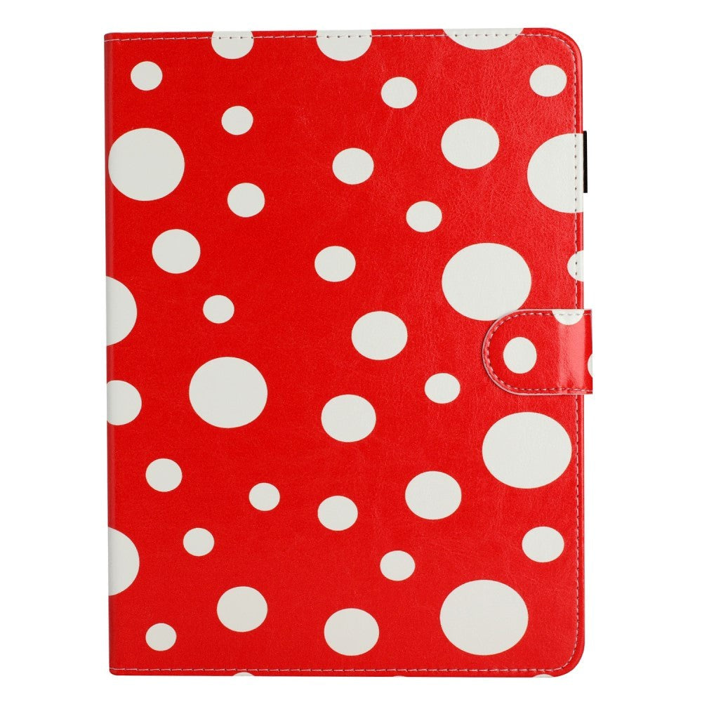 iPad 10.9" (2022) Leather Flip Case w. Colored Dots - Red / White