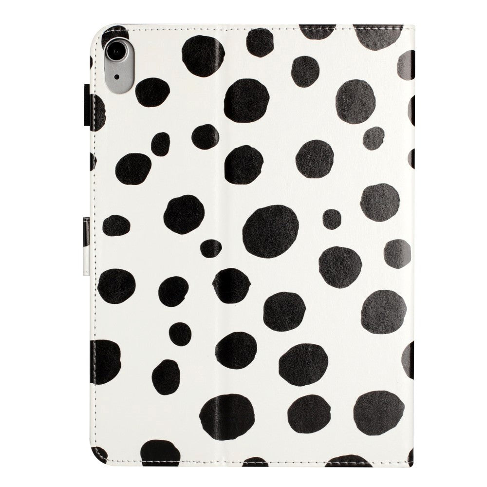 iPad 10.9" (2022) Leather Flip Case w. Colored Dots - White / Black