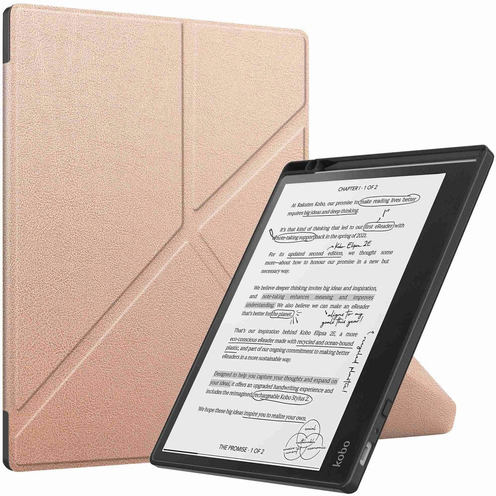 EIDERWOOD Kobo Elipsa 2E Origami Faux Leather Flip Case with Pen Holder - Pink