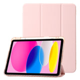 EIDERWOOD iPad 10.9" (2022) Tri-Fold Artificial Leather Flip Case w. Apple Pencil Holder - Light Pink