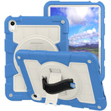 iPad 10.9" (2022) Tough Case w. Hand Holder, Kickstand & Shoulder Strap - Blue / White