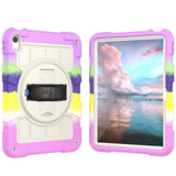 iPad 10.9" (2022) Tough Case w. Hand Holder, Kickstand & Shoulder Strap - Purple / Multi