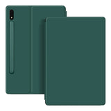 EIDERWOOD Samsung Galaxy Tab S8 / S7 Faux Leather Flip Case with Pen Holder - Green