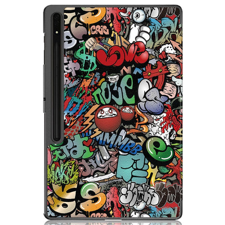 Samsung Tab S9 Ultra Tri-Fold Leather Case w. Stand - Graffiti