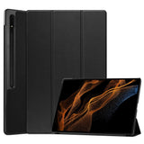 Samsung Galaxy Tab S9 Ultra Tri-Fold Leather Case w. Stand - Black