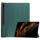 Samsung Galaxy Tab S9 Ultra Tri-Fold Leather Case w. Stand - Green