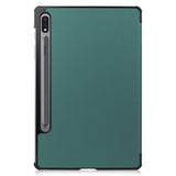 Samsung Galaxy Tab S9+ (Plus) Tri-Fold Leather Case w. Stand - Blackish Green