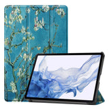 Samsung Galaxy Tab S9 Imitation Leather Flip Case - Flower Branches