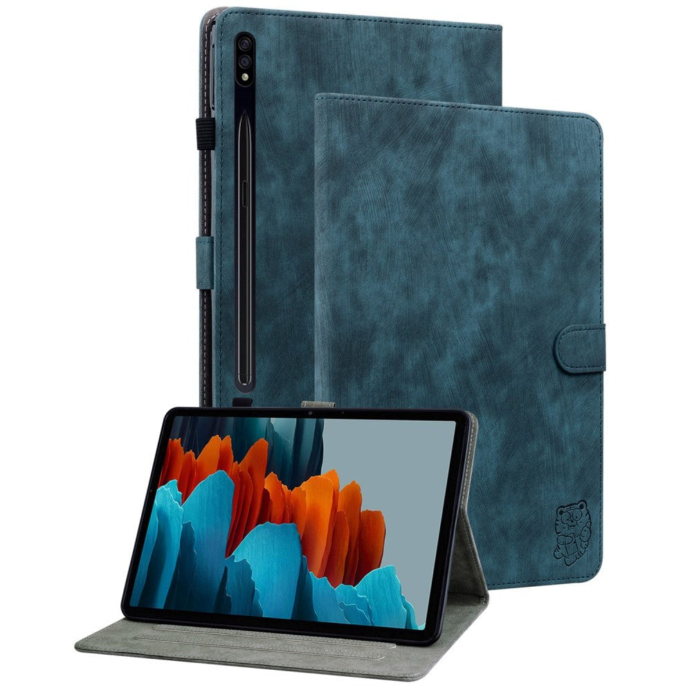 Samsung Galaxy Tab S9 Soft Leather Case w. Stand & Card Holder - Dark Blue