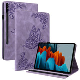 Samsung Galaxy Tab S9 Soft Leather Case w. Pattern & Card Holder - Purple