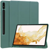 Samsung Galaxy Tab S9+ (Plus) Magnetic Tri-Fold Leather Case w. Stand - Dark Green