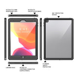 iPad 10.2" (2021 / 2020 / 2019) Waterproof Craftsman Cover w. Screen Protector - Transparent / Black