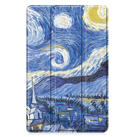 Samsung Galaxy Tab A9 Tri-Fold PU Flip Case with Sleep / Wake-up Function - Painting