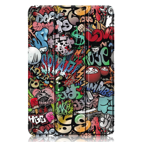 Samsung Galaxy Tab A9+ (Plus) Tri-Fold PU Flip Case with Sleep / Wake-up Function - Graffiti