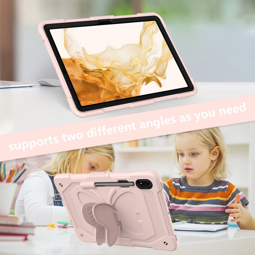 Samsung Galaxy Tab S9+ (Plus) Kids Case - Butterfly Kickstand Case - Pink