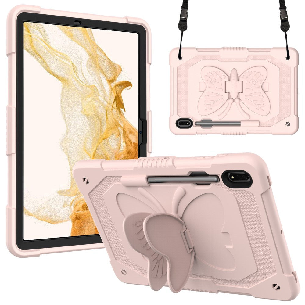 Samsung Galaxy Tab S9 Kids Case - Butterfly Kickstand Case - Pink