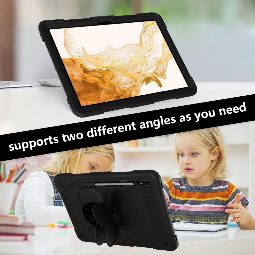 Samsung Galaxy Tab S9 Kids Case - Butterfly Kickstand Case - Black