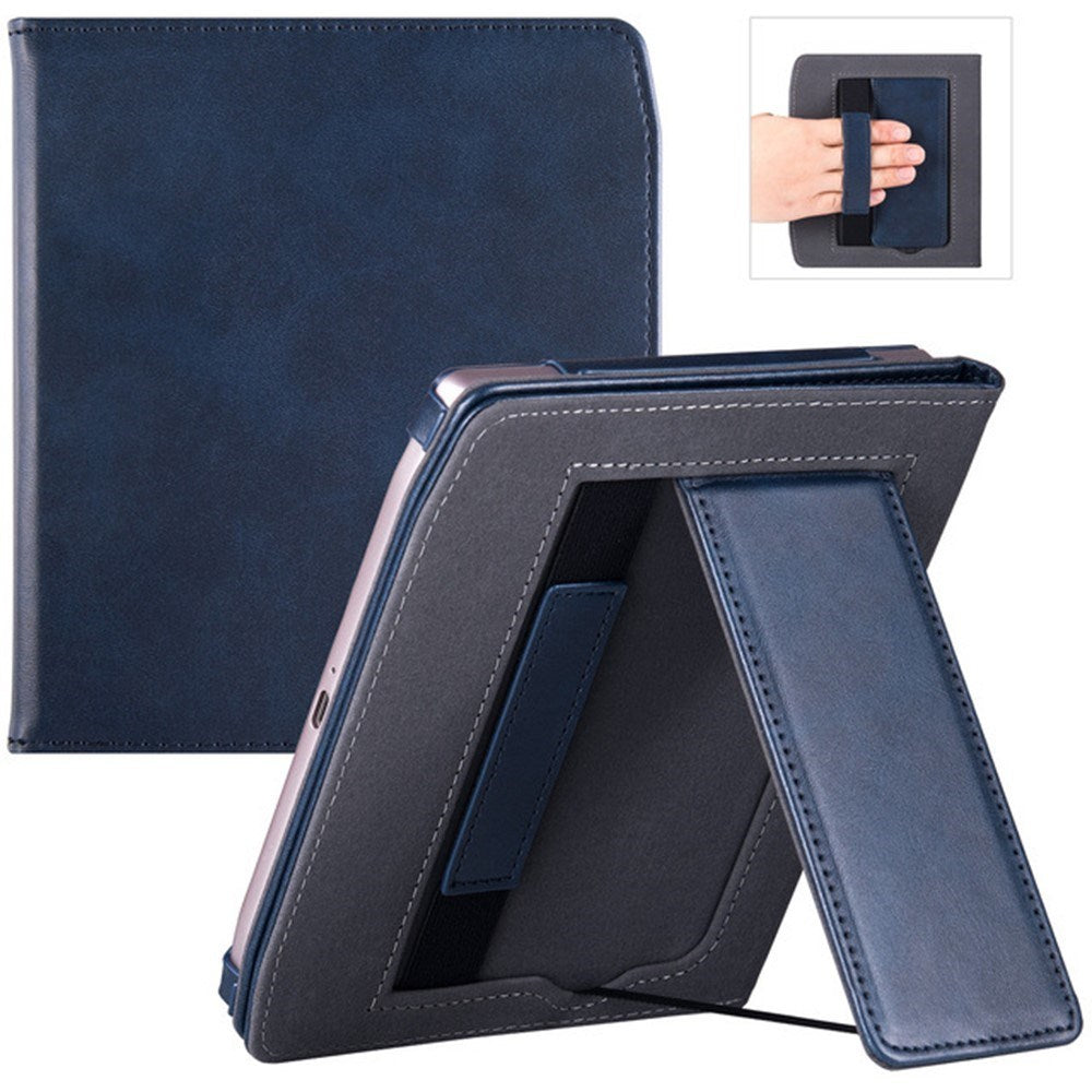 PocketBook Era Leather Flip Cover w. Stand Function, Strap & Wake Up Function - Blue