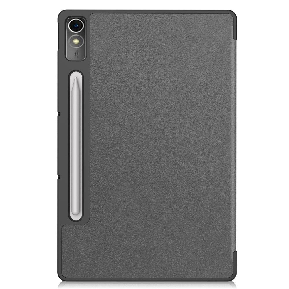 Lenovo Tab P12 Magnetic Tri-Fold Leather Case w. Stand - Grey