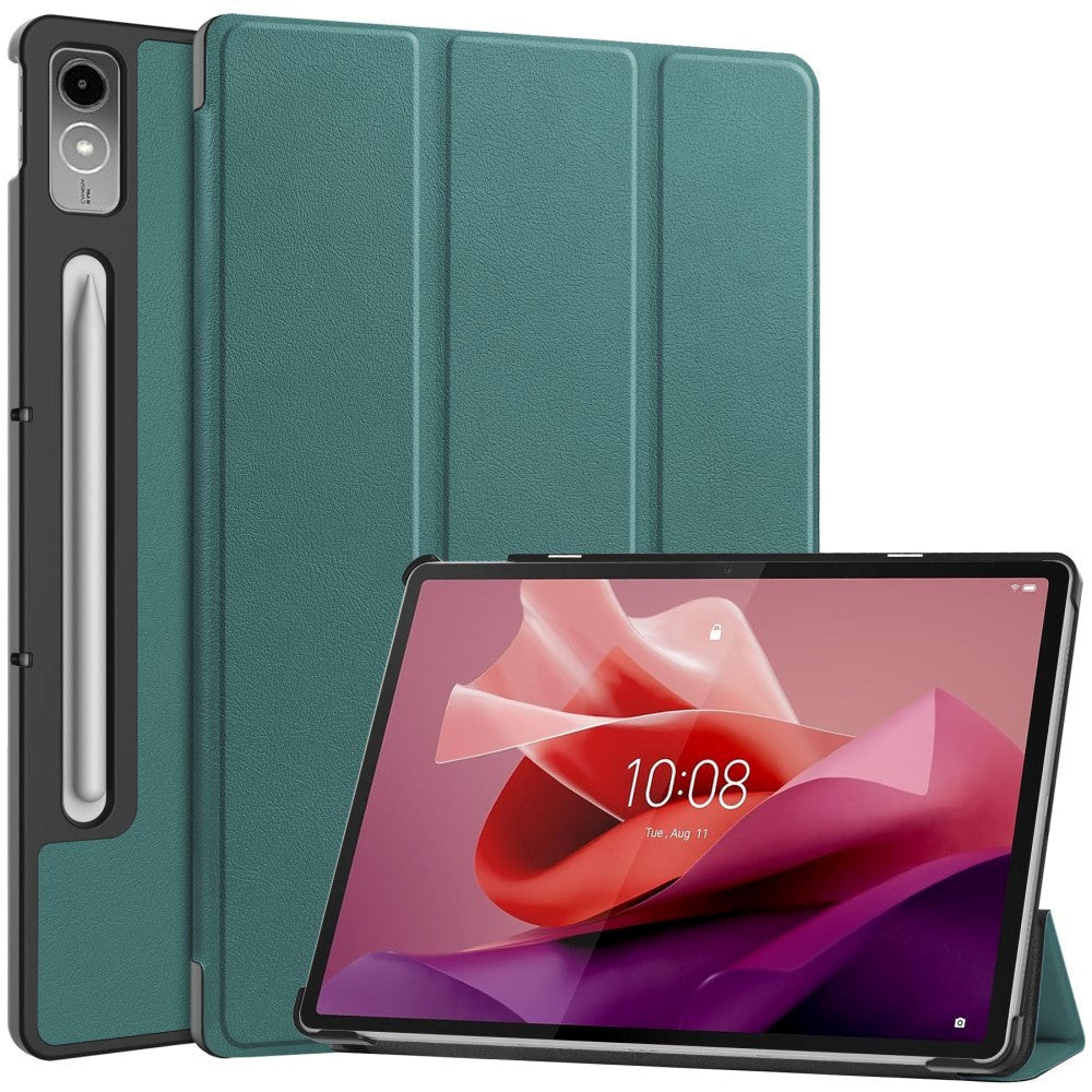 Lenovo Tab P12 Magnetic Tri-Fold Leather Case w. Stand - Green