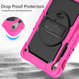 Samsung Galaxy Tab S9 Tough Case w. Protective Film, Hand Holder & Shoulder Strap - Pink / Black