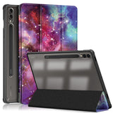 Samsung Tab S9+ (Plus) Tri-Fold PU Flip Case with Pen Holder - Transparent / Galaxy