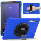 Samsung Galaxy Tab S9 Ultra / S8 Ultra Drop Proof Case w. Hand Holder, Kickstand & Pencil Holder - Blue / Black