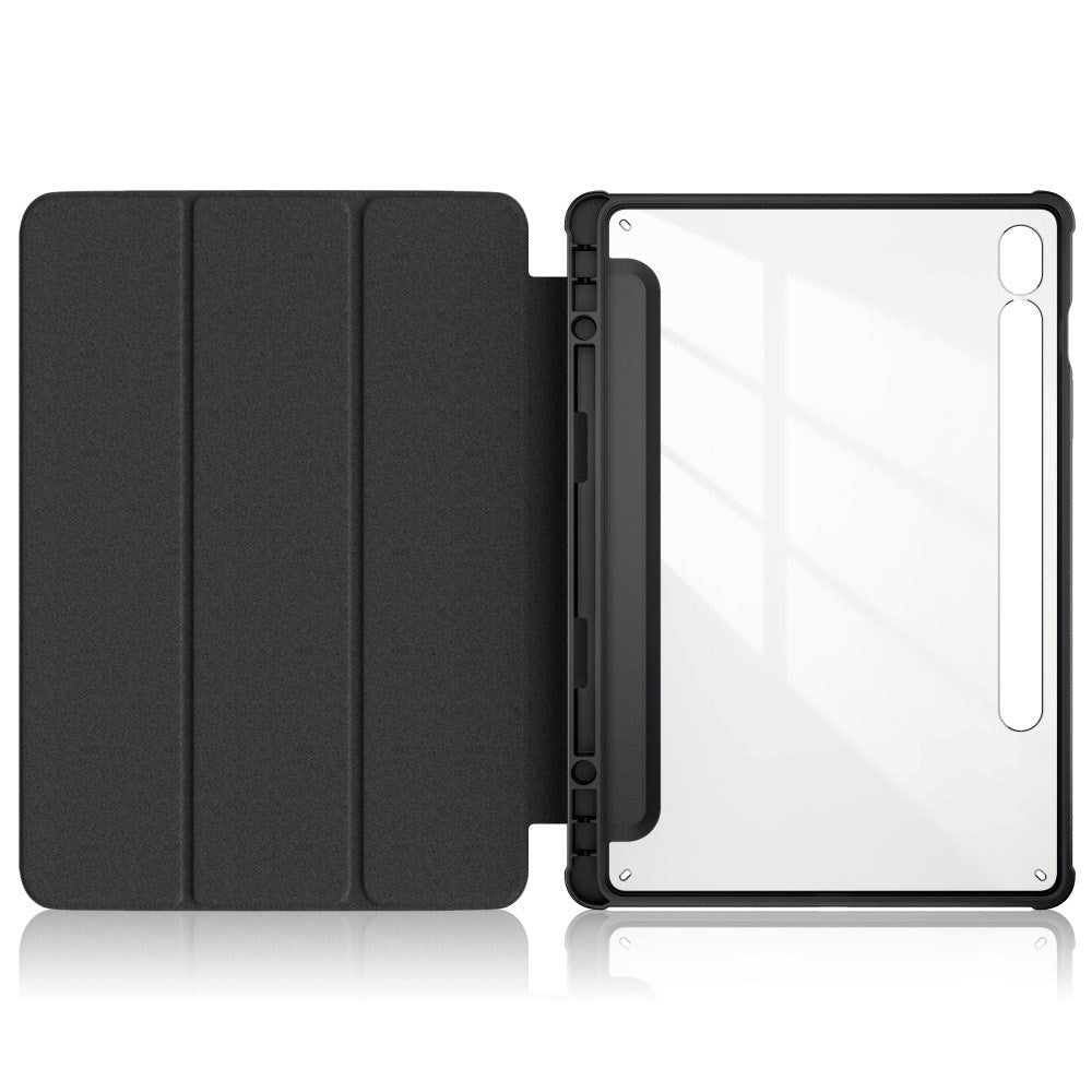 Samsung Tab S9 Tri-Fold PU Flip Case with Pen Holder - Transparent / Galaxy