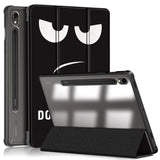 Samsung Tab S9 Tri-Fold PU Flip Case with Pen Holder - Transparent / "Don't Touch Me"