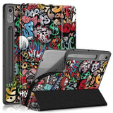 Lenovo Tab P12 Tri-Fold PU Flip Case with Pen Holder - Graffiti