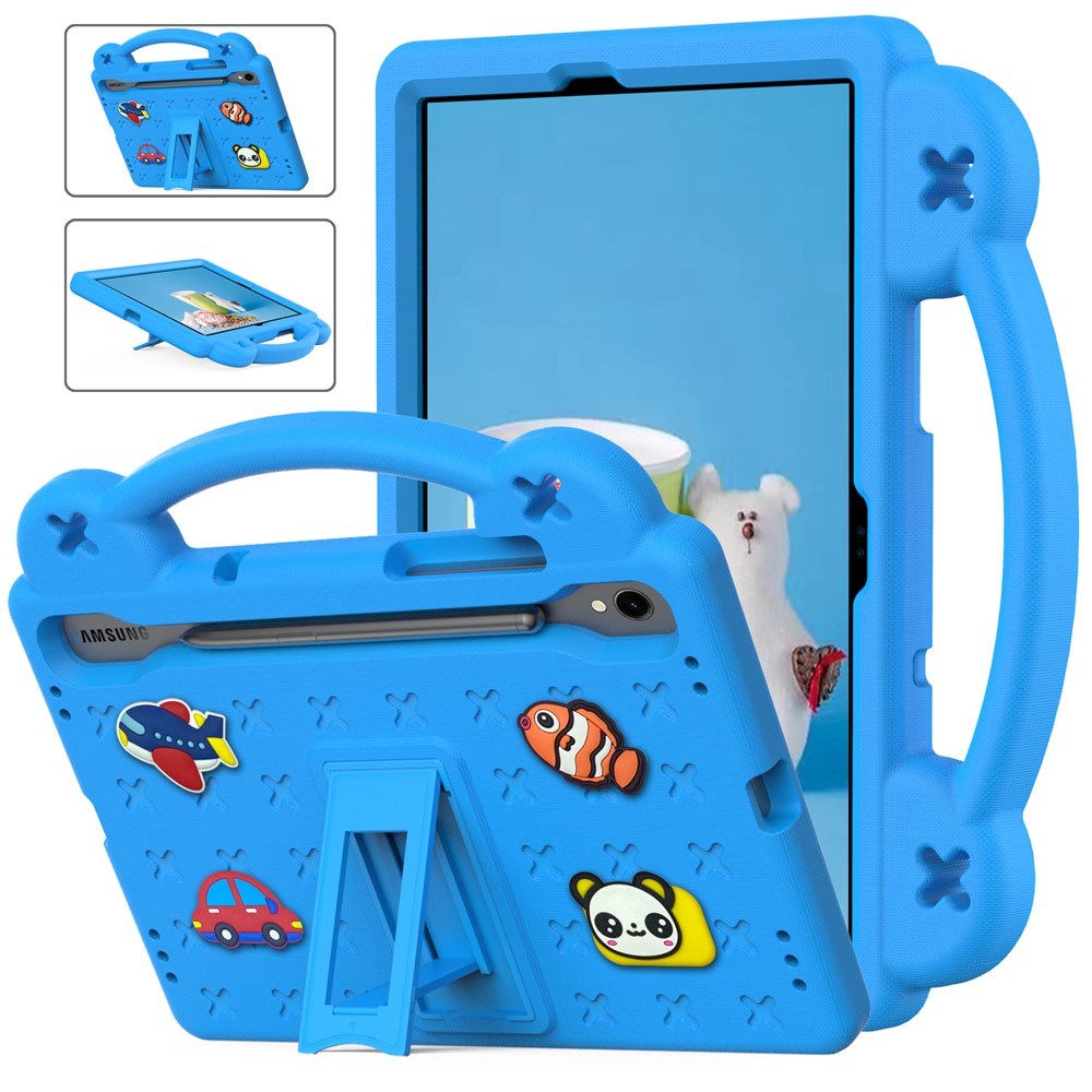 EIDERWOOD Samsung Galaxy Tab S11 / S10 Lite / S10 FE / S9 FE / S9 / S8 / S7 Kids Case with Kickstand & Hand Holder - Blue