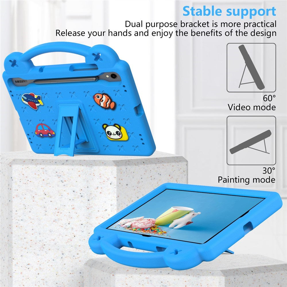EIDERWOOD Samsung Galaxy Tab S11 / S10 Lite / S10 FE / S9 FE / S9 / S8 / S7 Kids Case with Kickstand & Hand Holder - Blue