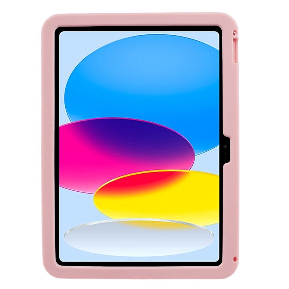 iPad 10.9" (2022) Kids Case - Butterfly Kickstand Silicone Case w. Shoulder Strap - Pink