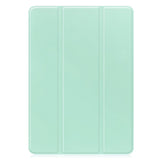 Samsung Galaxy Tab S9 FE Magnetic Tri-Fold Leather Case w. Stand - Mint Green