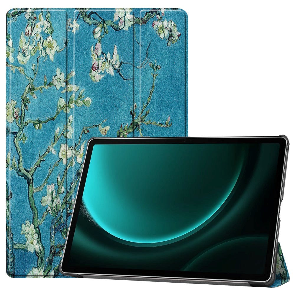 Samsung Galaxy Tab S9 FE+ (Plus) Tri-Fold PU Flip Case with Pen Holder - Flower Branches