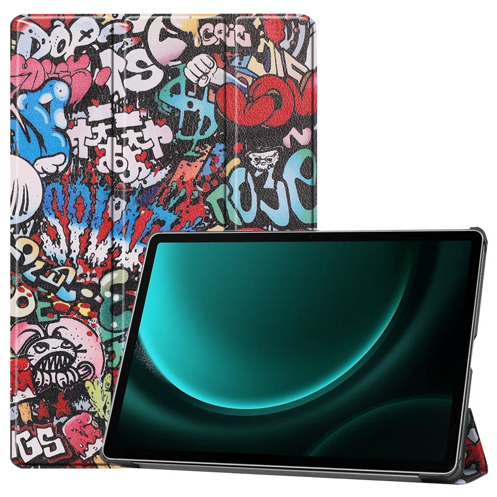 Samsung Galaxy Tab S9 FE+ (Plus) Tri-Fold PU Flip Case with Pen Holder - Graffiti