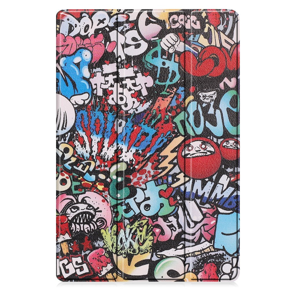 Samsung Galaxy Tab S9 FE+ (Plus) Tri-Fold PU Flip Case with Pen Holder - Graffiti