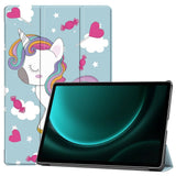 Samsung Galaxy Tab S9 FE+ (Plus) Tri-Fold PU Flip Case with Pen Holder - Unicorn