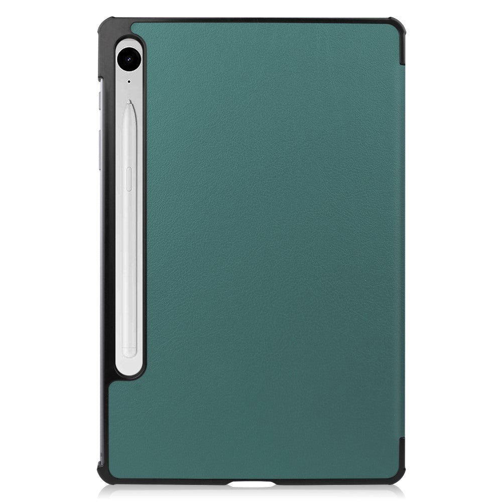 Samsung Galaxy Tab S9 FE Tri-Fold Leather Case w. Stand - Dark Green