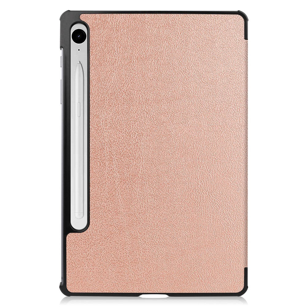 Samsung Galaxy Tab S9 FE Tri-Fold Leather Case w. Stand - Rose Gold