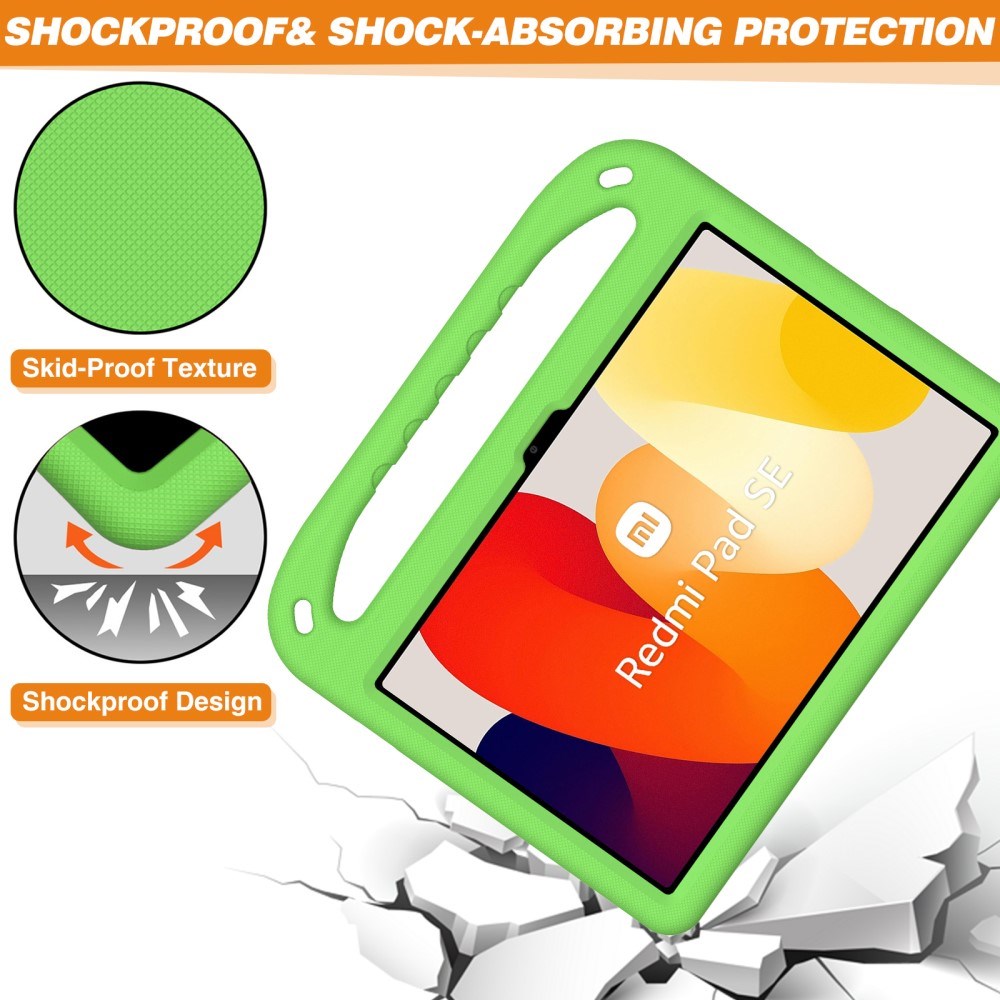 EIDERWOOD Xiaomi Redmi Pad SE Anti-Drop Tablet Case with Handle and Kickstand - Green