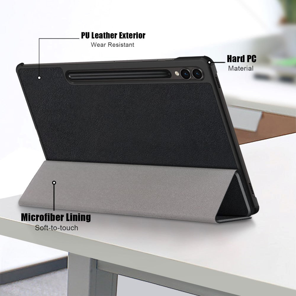 Samsung Galaxy Tab S9 FE+ (Plus) Tri-Fold Leather Case w. Stand - Black