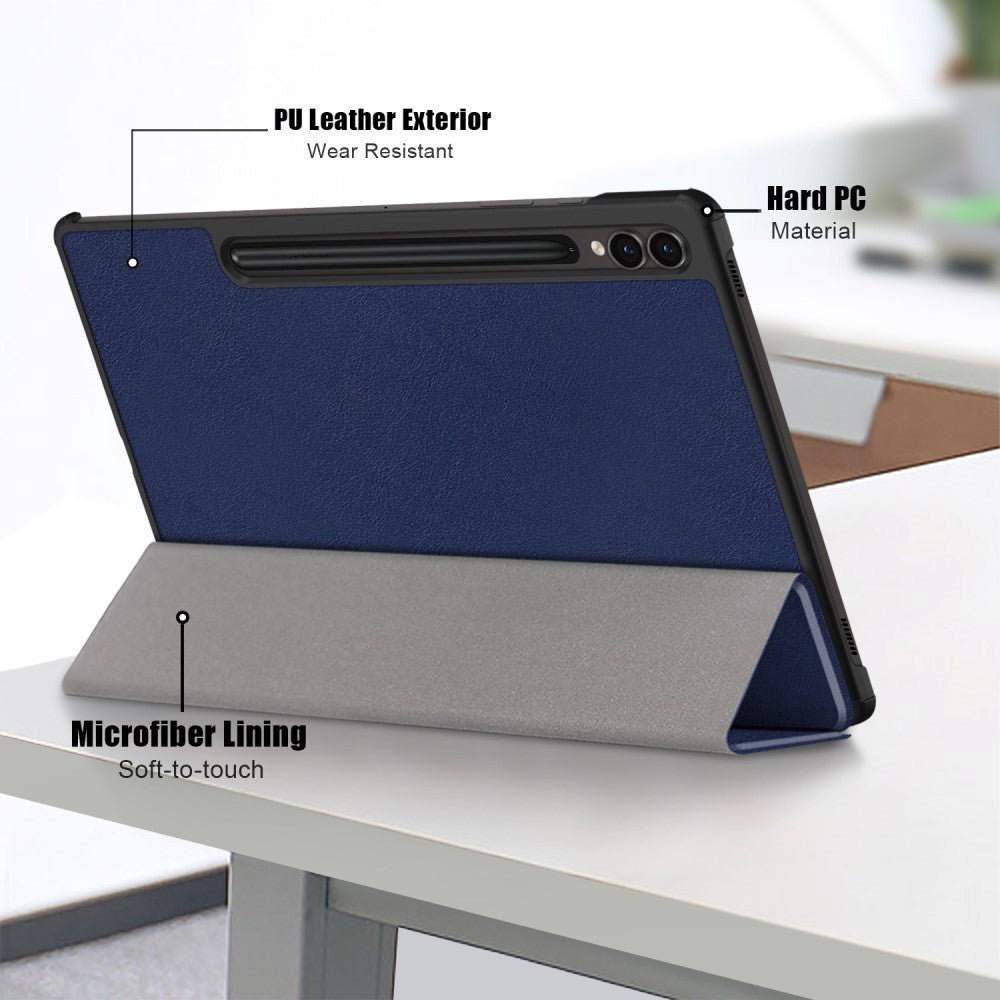 Samsung Galaxy Tab S9 FE+ (Plus) Tri-Fold Leather Case w. Stand - Blue