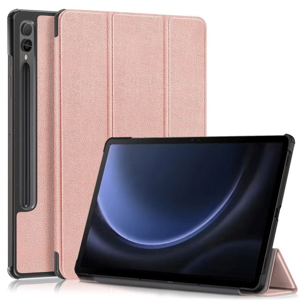 Samsung Galaxy Tab S9 FE+ (Plus) Tri-Fold Leather Case w. Stand - Rose Gold