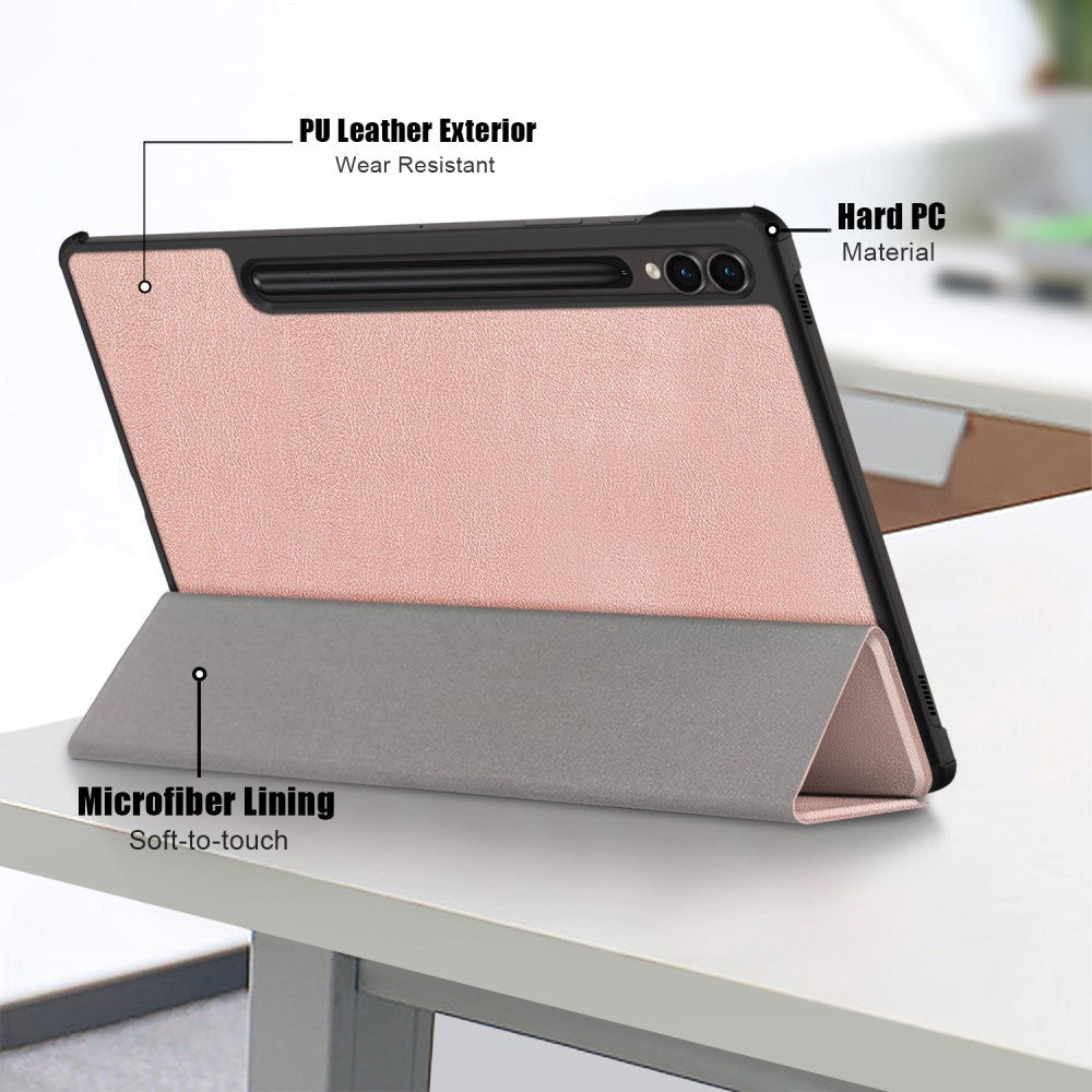 Samsung Galaxy Tab S9 FE+ (Plus) Tri-Fold Leather Case w. Stand - Rose Gold